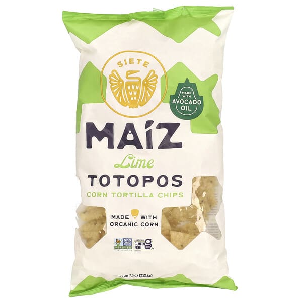 sef78060_v_2.jpg Чипсы из кукурузной тортильи Maiz Totopos, лайм, 212,6 г (7,5 унции) — Siete