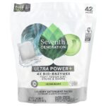 Пакеты с моющим средством для стирки, Ultra Power +, чистый аромат, 42 упаковки, 840 г (29,6 унции) — Seventh Generation