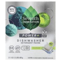 Пакеты с моющим средством Power + для посудомоечной машины, Fresh Citrus, 40 упаковок, 600 г (21,1 унции) — Seventh Generation
