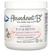 Sufficient C, Abundant-B, высокодозированная смесь для приготовления напитка с витамином B-12 и биотином, розовый лимонад, 108 г