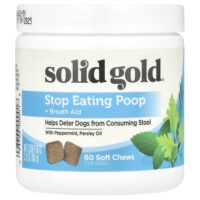 Stop Eating Poop + для облегчения дыхания, для собак, 60 жевательных таблеток, 90 г (3,2 унции) — Solid Gold