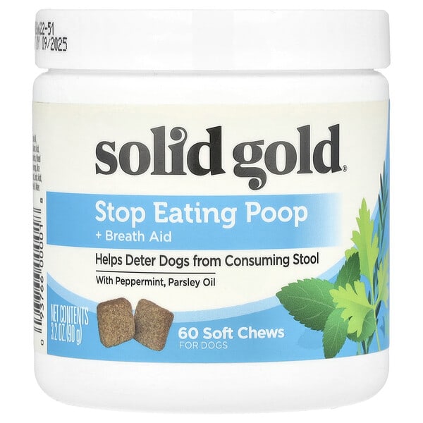 sgp00001_v_26.jpg Stop Eating Poop + для облегчения дыхания, для собак, 60 жевательных таблеток, 90 г (3,2 унции) — Solid Gold