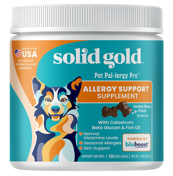 sgp00239_v_27.jpg Pet Pal-Lergy Pro™, добавка для поддержки аллергии, для собак, с копченым беконом, 120 жевательных таблеток, 216 г (7,6 унции) — Solid Gold