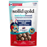Freeze Dried Raw Meal Topper, для собак, для всех возрастов, по рецепту из говядины и тыквы, 155 г (5,5 унции) — Solid Gold