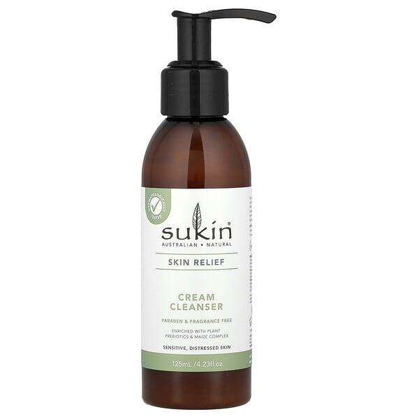skn01061_v_8.jpg Skin Relief, очищающий крем, для чувствительной, раздраженной кожи, без отдушек, 125 мл (4,23 жидк. Унции) — Sukin