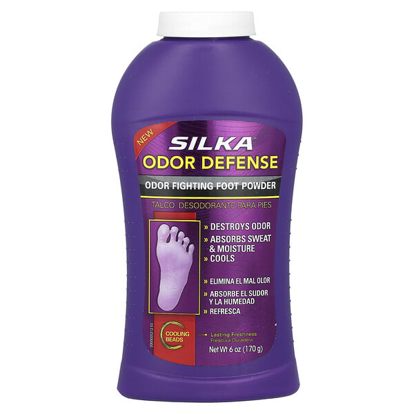 slk00046_v_8.jpg Silka, Odor Defense, порошок для борьбы с запахом ног, 170 г (6 унций)