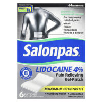 Salonpas, обезболивающий гель-патч с лидокаином, 4%, максимальная сила действия, без запаха, 6 шт.