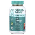 Prenatal Plus, жевательные мультивитамины и омега, со вкусом апельсина и клубники, 120 жевательных таблеток — SmartyPants