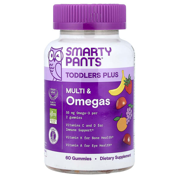 sma02432_v_8.jpg Toddler Plus, мультивитамины и омега, виноград, апельсин, клубника и банан, 60 жевательных таблеток — SmartyPants