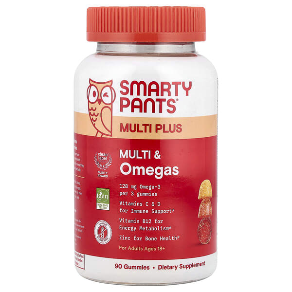 sma02433_v_8.jpg Multi Plus, мультивитамины и омега, жевательные таблетки, лимон, апельсин и клубника с бананом, 90 жевательных таблеток — SmartyPants