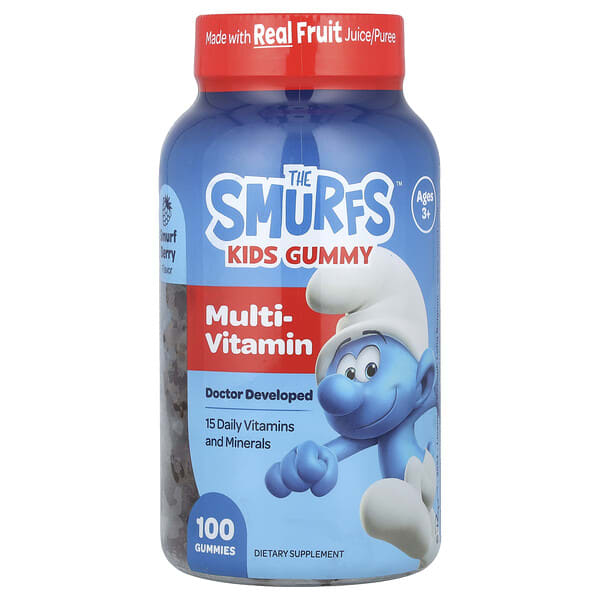 smf64100_v_8.jpg Kids Gummy, Multi-Vitamin, Ages 3+, Smurf Berry, 100 Gummies — The Smurfs