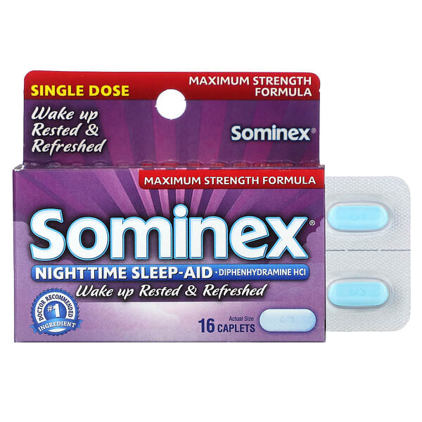smx10358_v_10.jpg Sominex, Ночное средство для сна, формула максимальной эффективности, 50 мг, 16 капсул