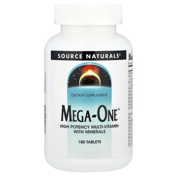 sns00010_v_50.jpg Mega-One™, высокоэффективный мультивитаминный комплекс с минералами, 180 таблеток — Source Naturals