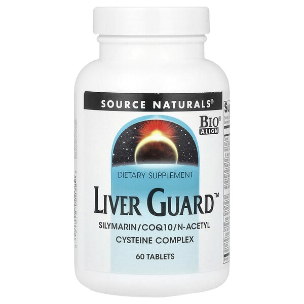 sns00038_v_8.jpg Liver Guard™, силимарин, коэнзим Q10, комплекс N-ацетилцистеина, 60 таблеток — Source Naturals