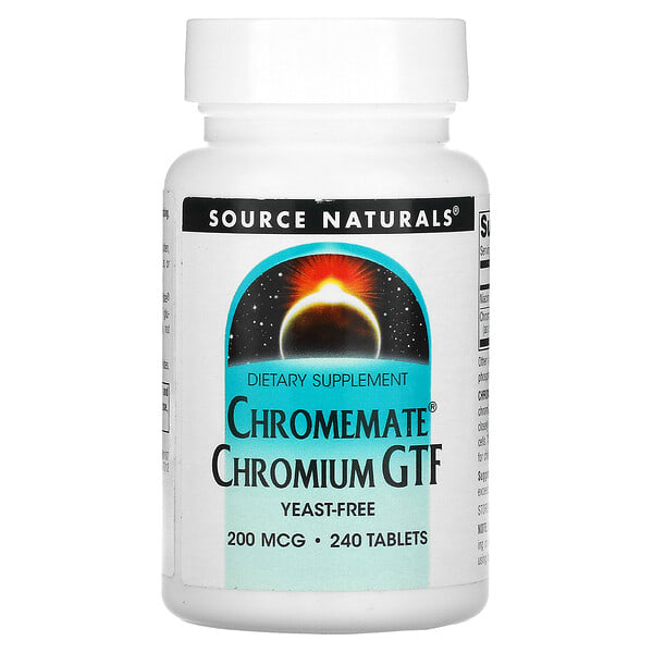 sns00107_v_28.jpg Chromemate, GTF, хром, 200 мкг, 240 таблеток — Source Naturals