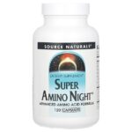 Super Amino Night, формула с аминокислотами, ночная, 120 капсул — Source Naturals