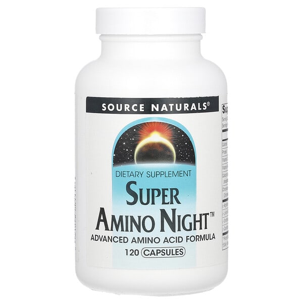 sns00111_v_22.jpg Super Amino Night, формула с аминокислотами, ночная, 120 капсул — Source Naturals