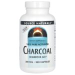 100% чистый активированный уголь, 260 мг, 200 капсул — Source Naturals