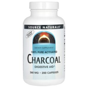 100% чистый активированный уголь, 260 мг, 200 капсул — Source Naturals