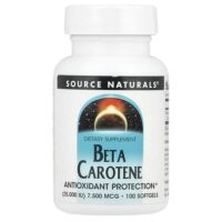 Бета-каротин, 7500 мкг (25000 МЕ), 100 мягких таблеток — Source Naturals