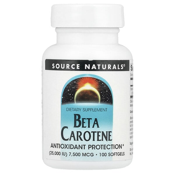 sns00403_v_8.jpg Бета-каротин, 7500 мкг (25000 МЕ), 100 мягких таблеток — Source Naturals