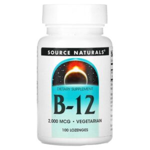 B-12, 2000 мкг, 100 леденцов — Source Naturals