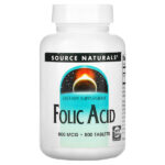 Фолиевая кислота, 800 мкг, 500 таблеток — Source Naturals