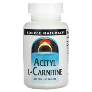 ацетил-L-карнитин, 500 мг, 60 таблеток — Source Naturals