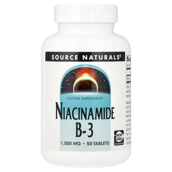 sns00505_v_8.jpg никотинамид B3, 1500 мг, 50 таблеток — Source Naturals