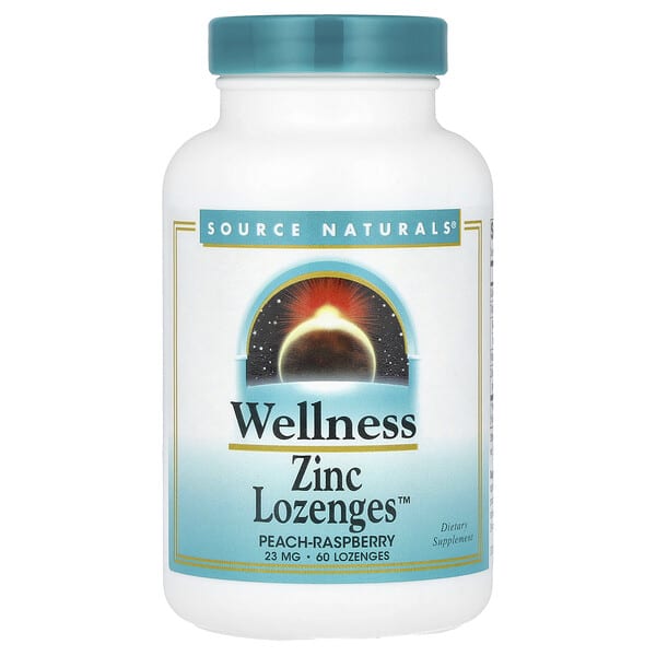sns00915_v_8.jpg Wellness, леденцы с цинком™, персик и малина, 23 мг, 60 пастилок — Source Naturals