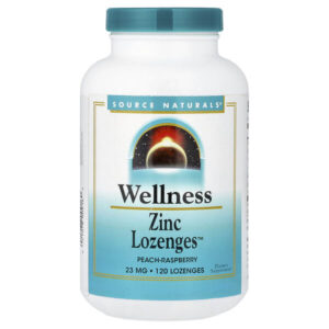 Wellness Zinc Lozenges™, со вкусом персика и малины, 120 пастилок — Source Naturals