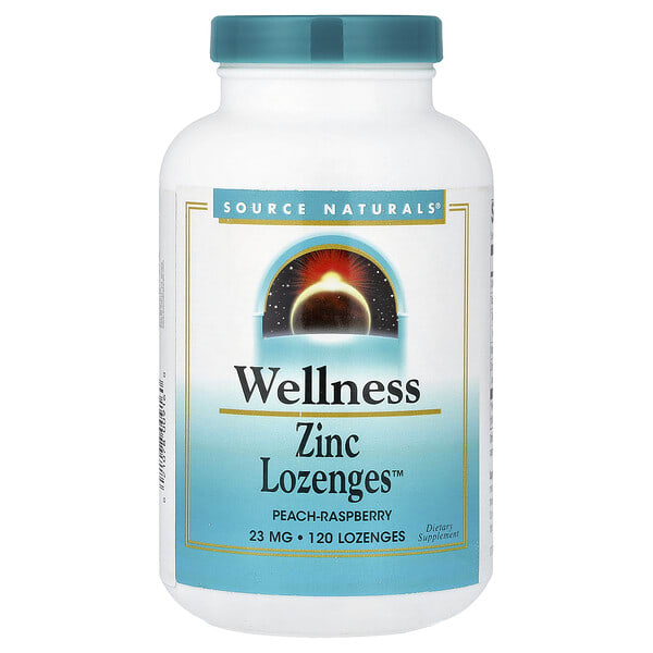 sns00916_v_38.jpg Wellness Zinc Lozenges™, со вкусом персика и малины, 120 пастилок — Source Naturals