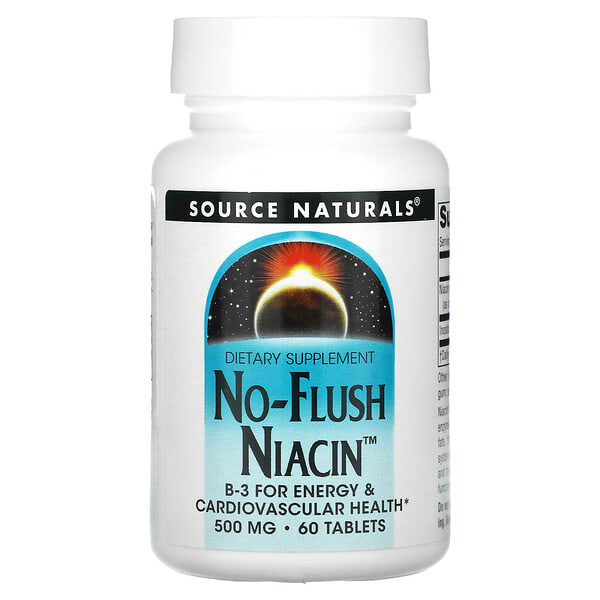 sns00921_v_20.jpg ниацин, не вызывает приливов крови, 500 мг, 60 таблеток — Source Naturals