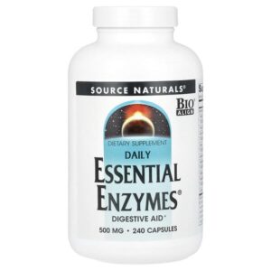 Daily Essential Enzymes, добавка с незаменимыми ферментами для ежедневного использования, 500 мг, 240 капсул — Source Naturals