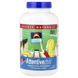 Attentive Child, сладкий и терпкий, 60 жевательных вафель — Source Naturals