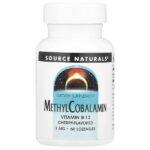 Метилкобаламин, вишня, 1 мг, 60 пастилок — Source Naturals