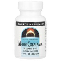 Метилкобаламин, вишня, 5 мг, 30 пастилок — Source Naturals