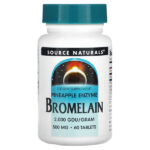бромелаин, 2000 GDU/г, 500 мг, 60 таблеток — Source Naturals