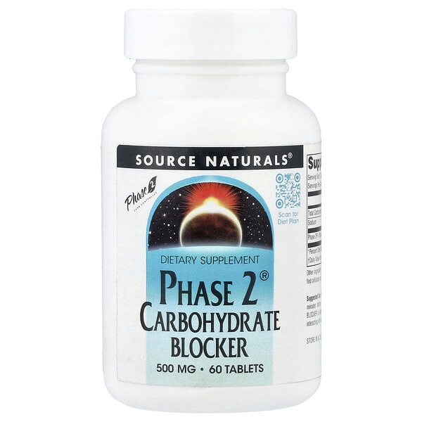 sns01560_v_37.jpg Phase 2®, блокатор углеводов, 500 мг, 60 таблеток — Source Naturals