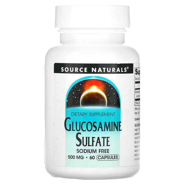 sns01590_v_20.jpg Сульфат глюкозамина, 500 мг, 60 капсул — Source Naturals