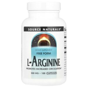 L-аргинин, в свободной форме, 100 капсул — Source Naturals