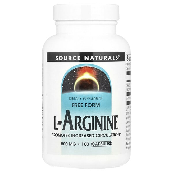 sns01687_v_39.jpg L-аргинин, в свободной форме, 100 капсул — Source Naturals