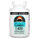 Gamma E 400, полный комплекс витаминов группы E с токотриенолами, 400 мг, 60 капсул — Source Naturals