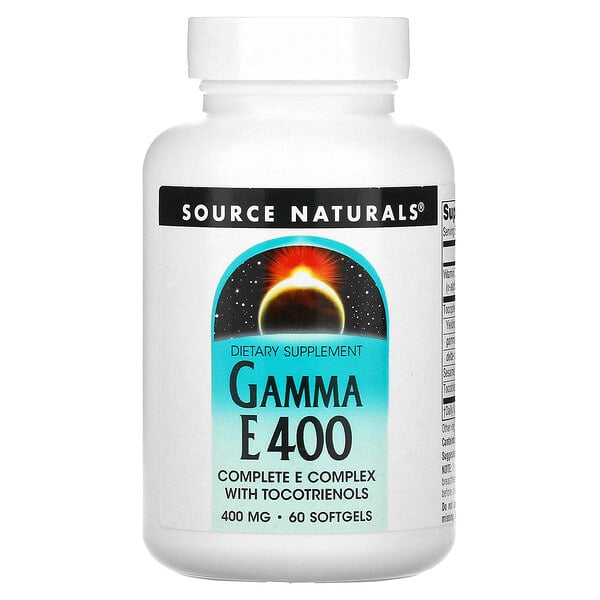 sns01698_v_28.jpg Gamma E 400, полный комплекс витаминов группы E с токотриенолами, 400 мг, 60 капсул — Source Naturals