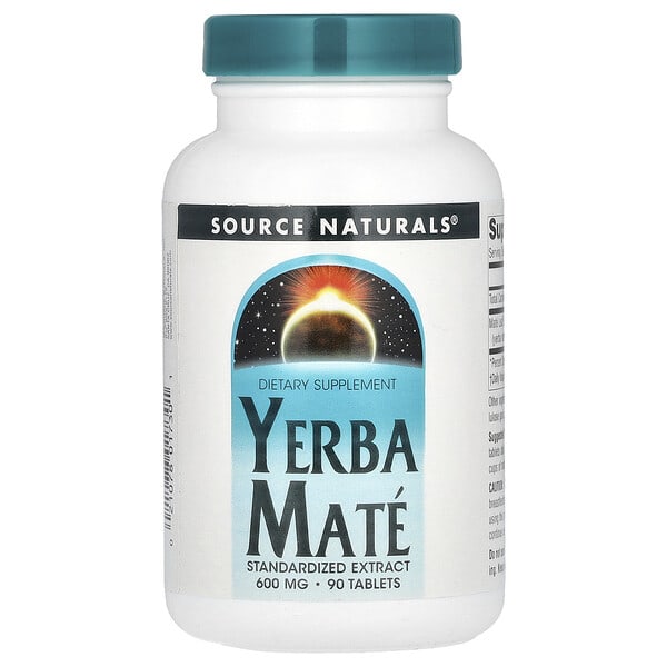 sns01730_v_20.jpg Парагвайский чай (мате), 600 мг, 90 таблеток — Source Naturals