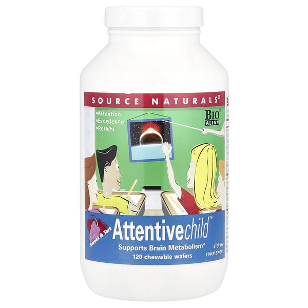 sns01732_v_8.jpg Attentive Child™, сладкое и терпкое, 120 жевательных вафель — Source Naturals