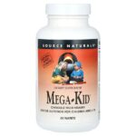 Mega-Kid, жевательные мультивитамины, для детей от 2 до 10 лет, вкус натуральных ягод, 60 жевательных таблеток — Source Naturals