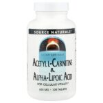 Ацетил L-карнитин и альфа-липоевая кислота, 650 мг, 120 таблеток — Source Naturals