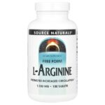 L-аргинин, Свободная форма, 1000 мг, 100 таблеток — Source Naturals