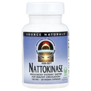 наттокиназа NSK-SD®, 100 мг, 30 веганских капсул — Source Naturals